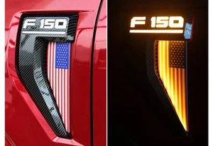 Fender Vent Side Marker Lights American Flag Ford F150 F-150 2021-2023 NIB - Picture 1 of 5