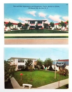 2 Vintage Postcards Sun And Surf Apartments Bungalows Wildwood New Jersey - Picture 1 of 12