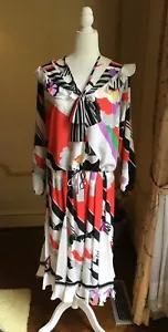 RARO ABITO VINTAGE DIANE FRES/FREIS GEORGETTE CAMICETTA CON VOLANT TOP GONNA - Foto 1 di 7