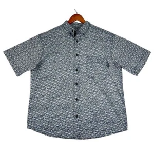 Woolrich camicia hawaiana uomo M blu stampa jeep manica corta con bottoni - Foto 1 di 9