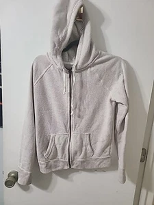 Women's Off White Zip Up Hoodie By American Outfitters Size Large - Picture 1 of 5