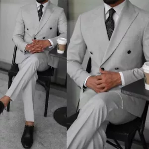 Grauer Business-Anzug Für Männer Formelle Jacke Hose Hochzeit Bräutigam Frühling - Bild 1 von 11