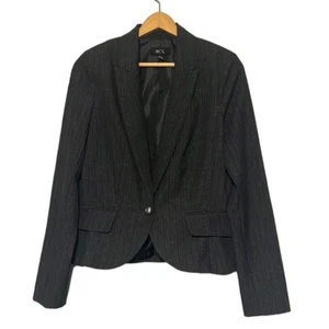Black Blazer Jacket Junior’s Large Pin Stripes Single Button Business Career BCX - Picture 1 of 9