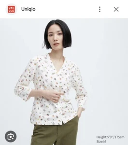 Uniqlo Ines de la Fressange Cotton Twill V Neck 3/4 Sleeve Shirt - Brand New - Picture 1 of 6