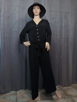 KIM & CO. Jumpsuit, 3/4-Arm Brazil Knit Jersey Knopfleiste weites Bein Gr.L - Bild 1 von 4