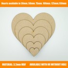 Wooden MDF Hearts Shape 3mm MDF, Craft Shape, Tags, With or Without Hole option