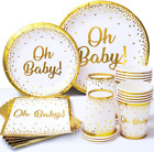 Sweet Baby Co. Oh Baby Shower Plates And Napkins Neutral For Boy Or Girl With Wh