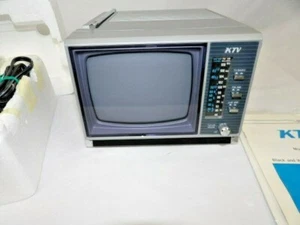 Vintage KTV 5" Black & White TV with FM/AM Radio in Box Three Ways Power - Picture 1 of 11