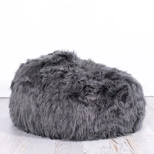 New Ivory & Deene Fur Beanbag Cover Charcoal Grey Lush Soft Bean Bag Larger Size - Picture 1 of 3