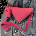 Fashion Hobo Bag Casual Zipper Triangle Chest Bag with Coin Purse (Pink)