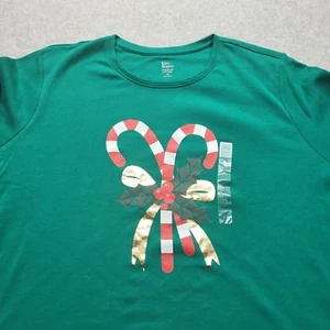 T-shirt da uomo Christmas Candy Kim Rogers 2X verde manica a 1/2 nuova con etichette - Foto 1 di 11