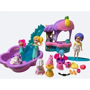 Polly Pocket Smoothie Splash Pack. Smoothie Stand  Accessories and 4 Dolls - Picture 1 of 8