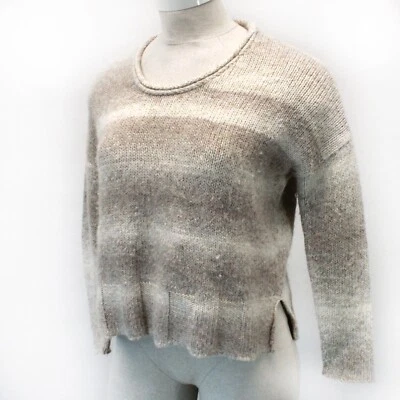 James Perse Suéter Cuadrado Cuello Redondo Lana Alpaca Ombre Beige Aberturas Talla 3 Grande Foto 1 de 4