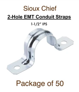Sioux Chief Cinghia per tubi a 2 fori 1-1/2" IPS EMT morsetti per tubi condotti 50 pezzi! - Foto 1 di 6
