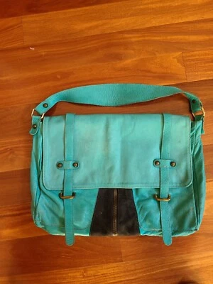 Tylie Malibu Shoulder Bag Womens Boho Leather Turquoise Blue and Brown - Image 1 of 4