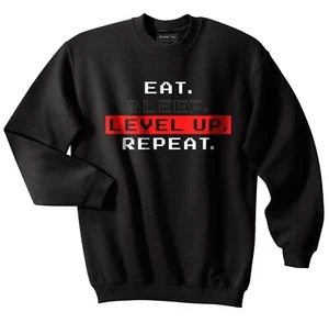 Eat Sleep Level Up suéter repetido, jugador, videojuegos, 8 bits, retro, divertido - Imagen 1 de 3