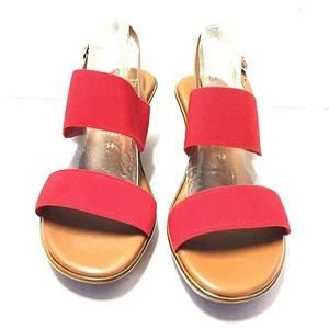 Italian Shoemakers Rylee Red Wedge Sandals Contrasting Slingback Strap Size 10 - Picture 1 of 6
