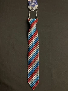 Collar patriótico de corbata a rayas con cuentas - Nuevo - Imagen 1 de 7