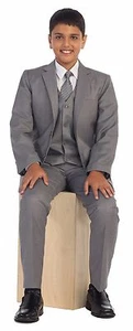 Magen Kids Boys SLIM FIT Formal Bridal 7 Pcs Set Suit S1-18 GRAY 2 Buttons B18 - Picture 1 of 8