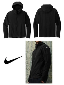 MEN'S HOODED SOFT SHELL JACKET, REPELS WATER, LINED POCKETS, SCUBA NECK, XS-4XL - Picture 1 of 3