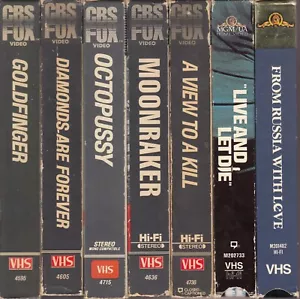 VHS - JAMES BOND 007 Lot of 7 - Moonraker / Octopussy / Goldfinger / Diamonds + - Foto 1 di 1