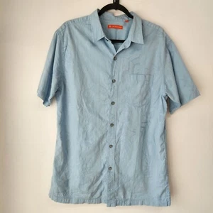 Camicia Tori Richard misto seta blu con bottoni hawaiana tropicale spiaggia uomo L - Foto 1 di 9