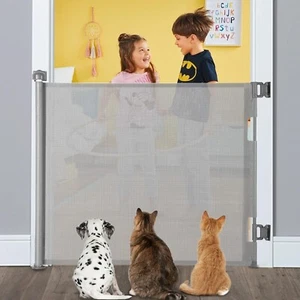 Retractable Baby Gate Extra Wide Safety Kids or Pets Gate (33”x55”- Grey) - Picture 1 of 1