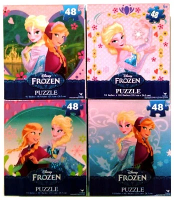 4 Disney Frozen Jigsaw Puzzle Set 48 Pieces Elsa Anna Springtime 10.3x9.1" NEW - Image 1 of 3