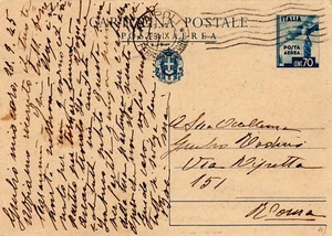 C.P. Cent. 70 "Posta Aerea" n. C 100 viaggiata da Napoli - Picture 1 of 1