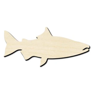 Salmon Fish Laser Cut Out Unfinished Wood Shape Craft Supply - Picture 1 of 6
