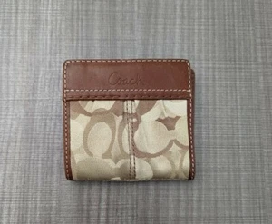 Coach Doppelfaltbare Geldbörse mit Münztasche Signatur Canvas Leder gebraucht - Bild 1 von 3