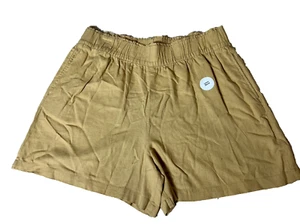 BNWT Ladies Sz 20 Anko Brand Faded Yellow Mustard Stretch Pull On Comfy Shorts - Picture 1 of 1