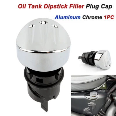 1x Chrome Oil Tank Dipstick Filler Cap For 04-22 Harley Sportster 883 1200XL XR - Image 1 of 4