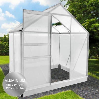 BRAST® Gewächshaus Aluminium mit Fundament | rostfrei wetterfest - 130x190x195cm