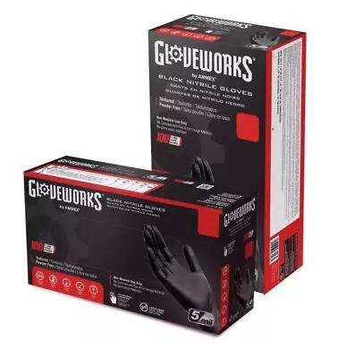 Gloveworks(10×100 Pack)Black Nitrile Disposable Gloves X-Large