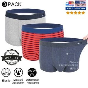 Lot of 3 Mens Flyless Boxer Briefs Trunks Shorts Underwear Cotton Pack Classic - Picture 1 of 6