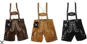 Trachten Lederhose Kinder kurz braun camel schwarz Gr: 80-140 Echt Leder - Bild 1 von 10