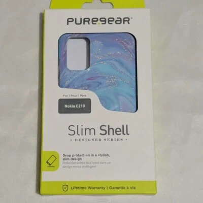 Nokia C210 PureGear SlimShell/синий, фиолетовый и розовый с Серебряный блестящий вихрь, новый - Изображение 1 из 4