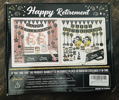 Happy Retirement Party Decorations for Men Women Black and Gold Retirement A8 - Image 1 of 4