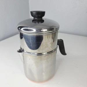 Cafetera percoladora de cocina de cobre de acero inoxidable de 4 tazas Revere Ware de colección nueva de stock - Imagen 1 de 7
