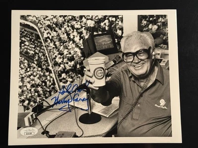 Harry Caray Holy Cow Signed 8x10 Photo JSA COA Chicago Cubs Publication Pic HOF - Image 1 of 3