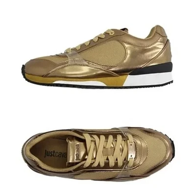 ZAPATILLAS JUST CAVALLI DE CUERO METALIZADO DORADO.TALLA 7 Foto 1 de 4