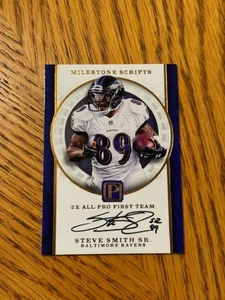 Steve Smith Sr 2017 Panini Milestone Scripts en tarjeta autógrafo SSP #2/3 - RAVENS - Imagen 1 de 2