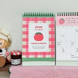 2026 Check & Fruits Schreibtischkalender | Koreanischer minimaler Tischplaner für Zuhause & Büro - Bild 1 von 5