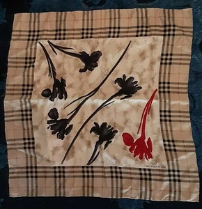 Burberry Floral Plaid Satin Scarf - Picture 1 of 4