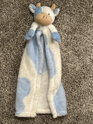 HTF Cutie Pie? Blue White Cow Security Blanket/Lovey  RN# 100364 - Image 1 of 4