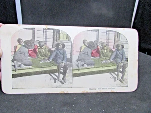 African American Stero view Card - Playing for High Stakes      (V - Picture 1 of 4