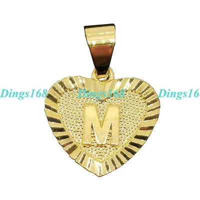 Colgante Corazón "M" Letra Alfabeto Hipoalergénico Lleno Oro 18K + Juego Collar Foto 1 de 3