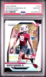 MARVIN HARRISON JR 2024 PANINI PRIZM SILVER PRIZM #375 ROOKIE RC PSA 10 - Picture 1 of 2