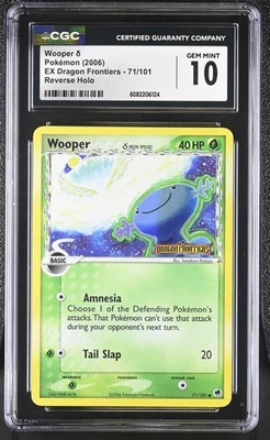 CGC 10 Wooper 2006 EX Dragon Frontiers 71/101 Reverse Holo STAMPED Pokemon Card - Image 1 of 2